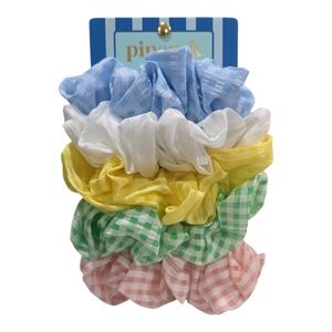 💚🔹️Piper K 🔹️Vibrant Gingham Scrunchie Set Of 5 Collection